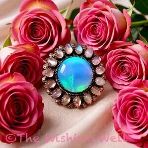 22g Solid Silver | Aurora & Moonstone | Handmade One-of-a-Kind Ring Statement